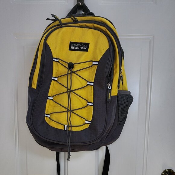 Kenneth Cole Reaction Yellow/Gray Laptop Backpack - Picture 1 of 4